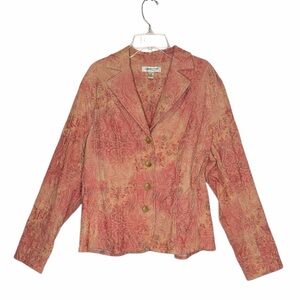 COLDWATER CREEK Orange  Embroidered Blazer Long Sleeve Button Up Jacket Size 14